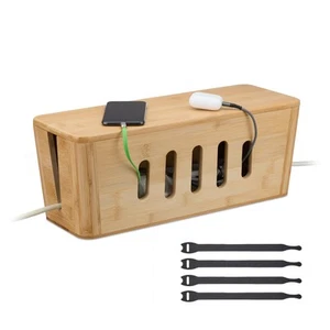 Kabelbox kabelorganizer kabelmanagement opbergbox stekkerdoos opbergdoos bamboe - Afbeelding 1 van 9