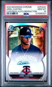Refractor autógrafo Bowman Chrome Ariel Castro Chrome Prospect 2023/499 PSA 10 - Imagen 1 de 2