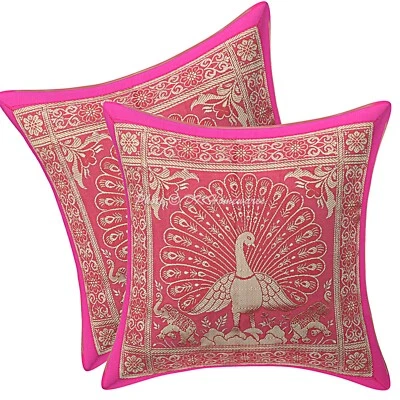 Conjunto de 2 fronhas Bohemian Brocade Throw Pillow Covers Peacock Indian 30x30 cm - Imagem 1 de 4