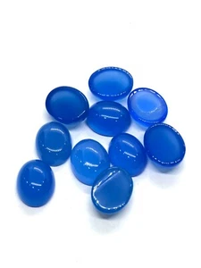 Blue Chalcedony AAA Natural Oval Flat Back Loose Gemstone For Making Jewelry - Picture 1 of 11