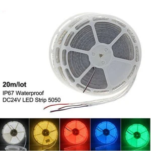 5m 10m 20m LED Strip light 60leds/m 5050 SMD 24V Waterproof RGB White 3M tape DC - Picture 1 of 12