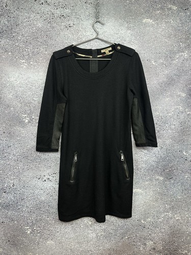 BURBERRY BRIT ABITO DONNA MANICA LUNGA NERO LANA TAGLIA USA 8 M
