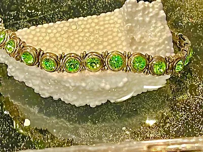 Spectacular Peridot Bracelet 925 Sterling Silver Lime Green Handmade Jewelry - Image 1 of 4