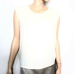 JUST IN CASE cream crepe round neck top  - size 40 - sleeveless blouse