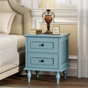 Retro Nightstand with 2 Drawers for Bedroom End Table Side Table - Picture 1 of 33