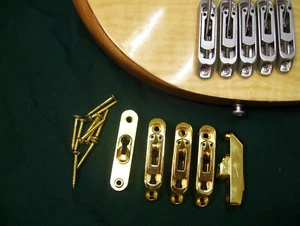 5 piece of Individual gold color Guitar Bridge Tailpiece for 4 or 5 String Bass  - Picture 1 of 1