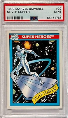 1990 Impel Marvel Universe #32 Silver Surfer Fantastic Four Rookie PSA MINT 9 - Image 1 of 4