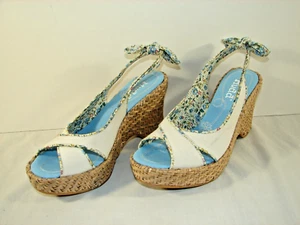 Mudd White Canvas Sling Back Platform Sandals ~ Size 7M ~ New - Picture 1 of 5