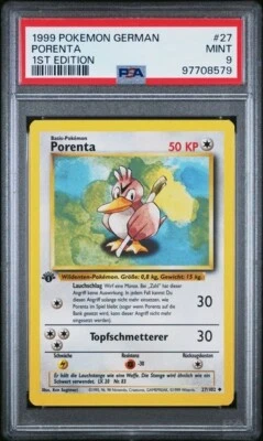 PSA 9 PORENTA Farfetch'd 27 1ST EDITION GERMAN BASE SET 1999 POKEMON - Image 1 of 2