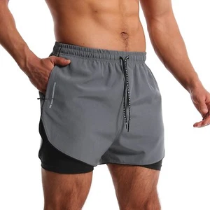 Men’s Running Shorts 3 Inch Workout Gym 2-in-1 Pants Athletic Compression Tra... - Picture 1 of 8