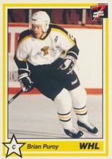 1990-91 7th Inning Sketch WHL #216 BRIAN PURDY - Brandon Wheat Kings