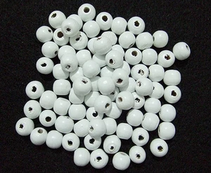 50pz perline in legno tondo 10x9mm colore bianco bijoux - Foto 1 di 1