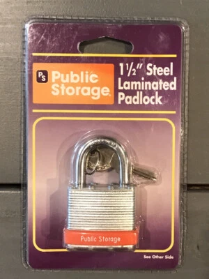 Laminated Padlock PUBLIC STORAGE 1-1/2" Steel 2 Keys  - Image 1 of 4