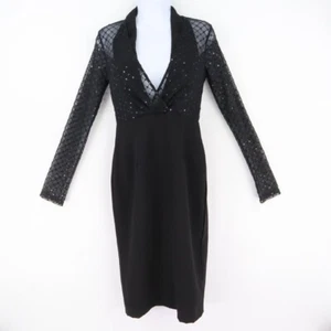 L'Atiste Formal Dress Women S Black Plunge V-Neck Sequin Lace Accents Padded Bra - Picture 1 of 9