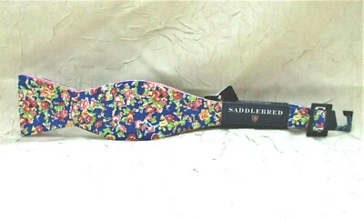 Saddlebred Brand Blue Floral & Pink Reversible Men's Bow Tie Necktie New w/ Tag - Image 1 of 4