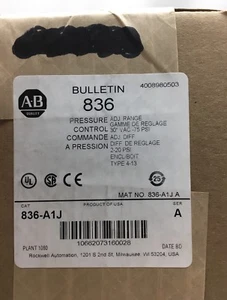 NUEVO INTERRUPTOR DE CONTROL DE PRESIÓN ALLEN-BRADLEY SELLADO DE FÁBRICA 836A1J - Imagen 1 de 6
