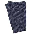 Mens Gurkha Pants Blue Geometric Wool Slim High Waist Flat Front Trousers 38
