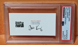 PSA PHIL KNIGHT Autograph Business Card Oregon Bill Bowerman Blue Ribbon Sports 