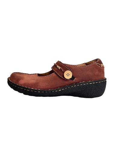 Scarpe Clarks Artisan donna Mary Jane rosse in pelle nabuk con bottoni taglia 7 5 M