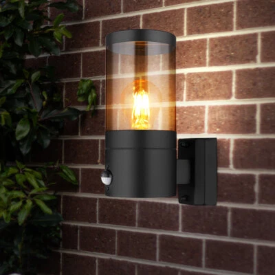 Wandleuchte Außenleuchte Wandlampe Hofleuchte Bewegungsmelder Edelstahl schwarz - Bild 1 von 4