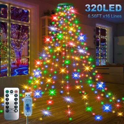 LED Waterfall Christmas Tree String Lights Fairy String Light USB for Holiday 5V - Image 1 of 4