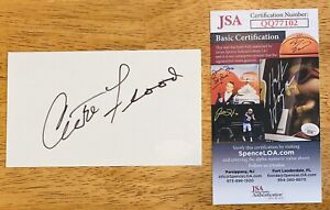 Curt Flood Signed Autographed 3x5 Card JSA Certified St Louis Cardinals