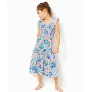Lilly Pulitzer Girls Mini Jilly Midi Dress Floral Printed Smocked M NWT 280888 - Picture 1 of 11