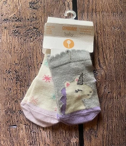 Baby Mädchen 0-3 Monate Gymboree mehrfarbig Einhorn & Glitzer Söckchen 2er-Pack - Bild 1 von 1