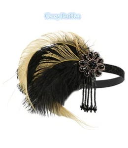Disfraz de Peacock Gatsby Cabeza Flapper Años 1920 Pluma Diadema Tocado - Imagen 1 de 6