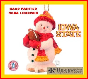 IOWA STATE CYCLONES ISU FOOTBALL HENRY SNOWMAN NCAA HOLIDAY ORNAMENT RIDGEWOOD - Picture 1 of 6