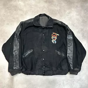 Vintage Too Cute Tazmania Jacket Mens 2XL 90s Looney Tunes Wool Coat Black - Picture 1 of 10