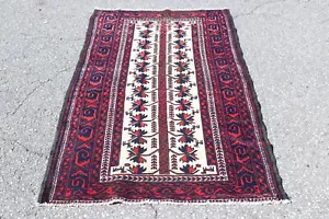 Vintage Geometric Tribal Turkish 3' 1" x 6' 3" Red Hand Knotted Area Rug - Picture 1 of 5