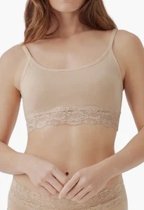 NWT Pact Organic Cotton Smooth Cup Padded Lace Bralette Bra Tan Size XXL - Picture 1 of 9