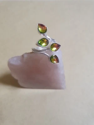 Damen Ring mit Mystik Topas Edelsteinen  Verstellbar  925 Silber  - Bild 1 von 3