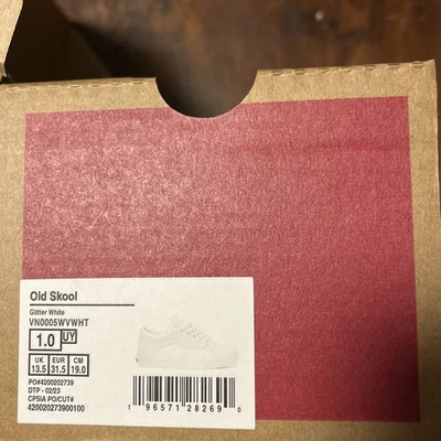 Zapatillas para niñas VANS talla 1. Blanco brillo. Nunca usado. Foto 1 de 4