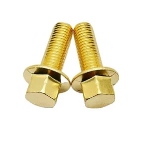 Brass Hexagon Flange Bolts Hex Flange Head Screws M8 M10 M12 - Picture 1 of 9