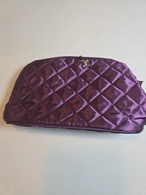 Bolsa de Maquillaje Lancome Púrpura Acolchada Satén con Cremallera y Dije 8"x5" Foto 1 de 4