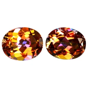 5.90 ct (2pcs) MATCHING PAIR Oval (10.05 x 8.14 mm) Multi Twilight Topaz Genuine - Picture 1 of 3