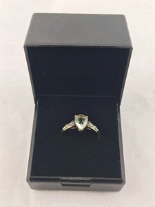 Green Amethyst and Diamond 9ct Gold Ring Size Uk (M) - Picture 1 of 10