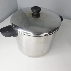Olla de acero inoxidable Revere Ware 8 cuartos EXCEL parte inferior de disco triple capa EE. UU. De colección - Imagen 1 de 6