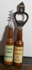 Par de abrebotellas y sacacorchos con mango en forma de botella de madera - Imagen 1 de 4