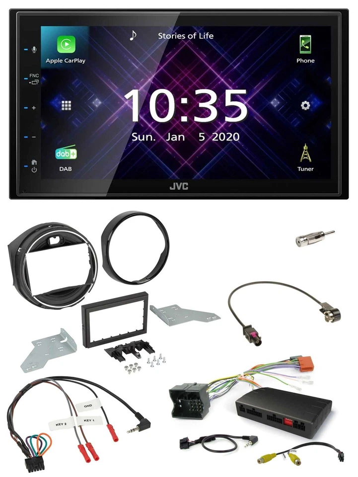 JVC DAB 2DIN Lenkrad Bluetooth USB Autoradio für BMW Mini F55/F56 2013-2016 schw - Bild 1 von 4