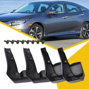 Mud Flaps For 16-21 10th Honda Civic Sedan Splash Guards Combo Set with Hardware - Picture 1 of 12