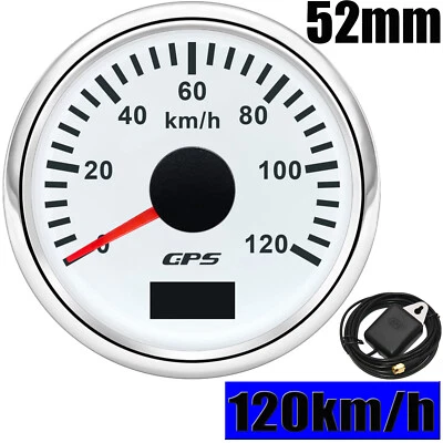 2" 52MM GPS Speedometer 0-120km/h Gauge White for Motorcycles Boat Car Truck ATV - Image 1 of 4