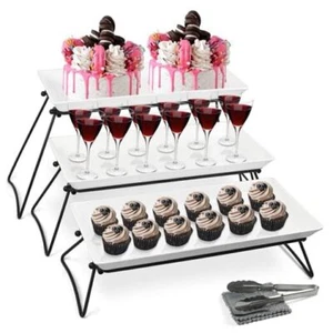 Extra Large 3 Tier Serving Tray Set, 24x22x9.7 inch Cupcake Fruit Cookie White - Picture 1 of 7