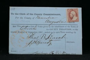 Maine: South China 1861 #26 County Treasurer Votes Folded Letter Cover, Red CDS - Picture 1 of 4