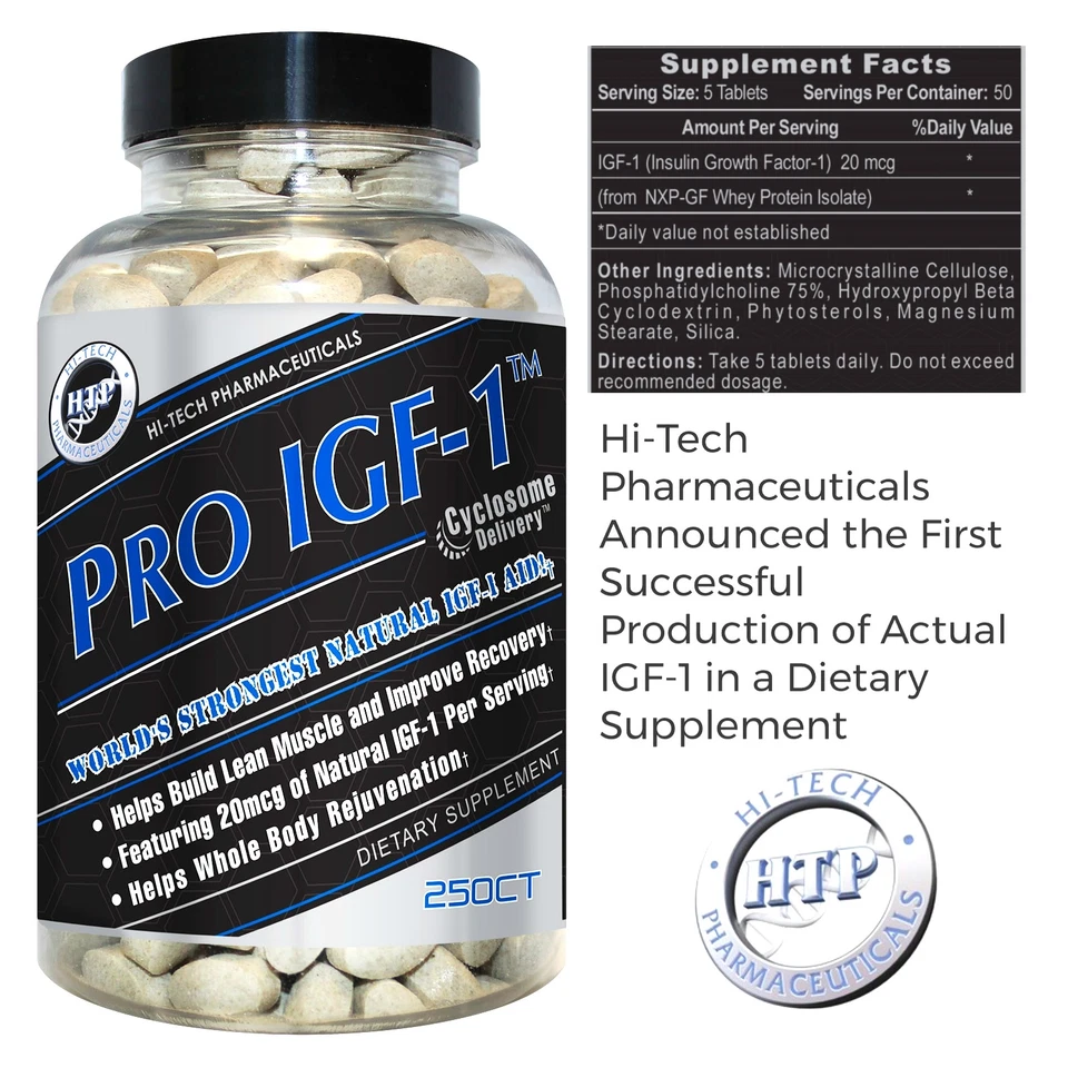Hi-Tech Pharmaceuticals PRO IGF-1 250 таблеток для наращивания мышц и улучшения восстановления - Изображение 1 из 1