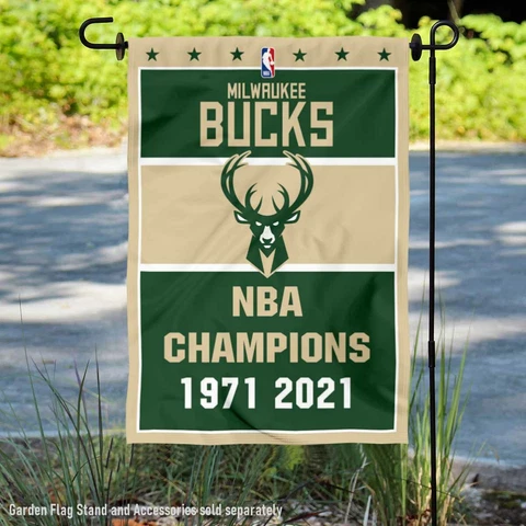 Milwaukee Bucks 2 Time Basketball Champions Garden Yard Banner Flag Cover