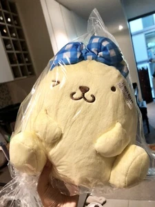Brand New Sanrio Pompompurin Blue Check Bowtie Ear Up Plush Stuffed Toy Japan - Picture 1 of 2