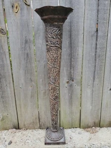 Z GALLERIE 27" Metal FLOOR VASE Brass 564201083 planter Amelia brown Leaf Floral - Picture 1 of 12
